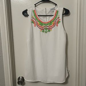 Banana Republic White Beaded Tank
